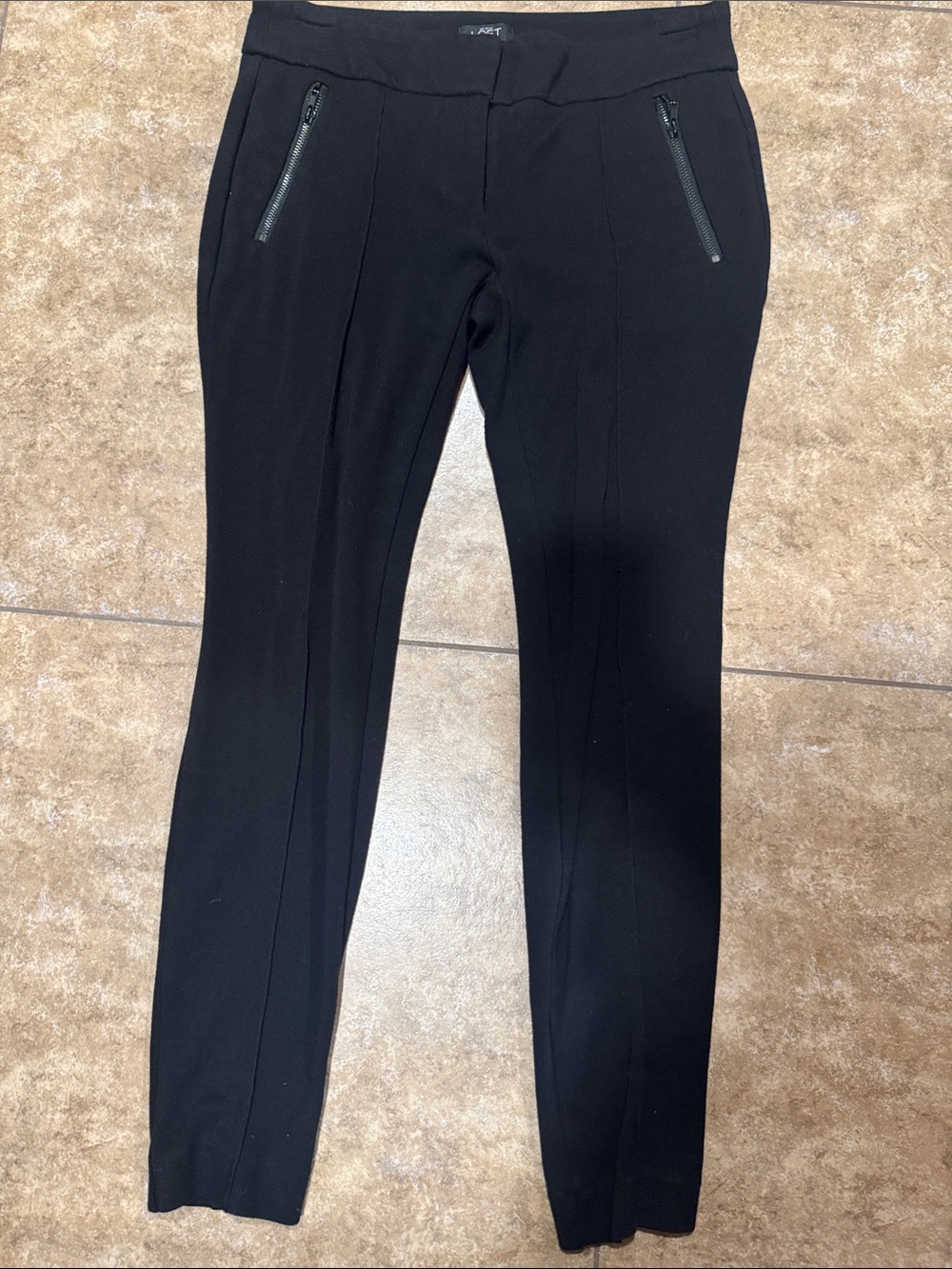 LOFT Black Slim Stretch Zip-Pocket Pants